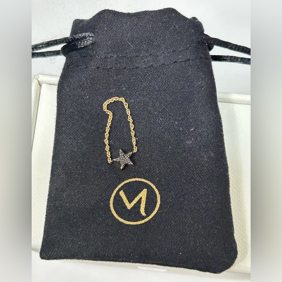 Mejuri Paved Black Diamond Star Chain Ring Size 6 NWT
